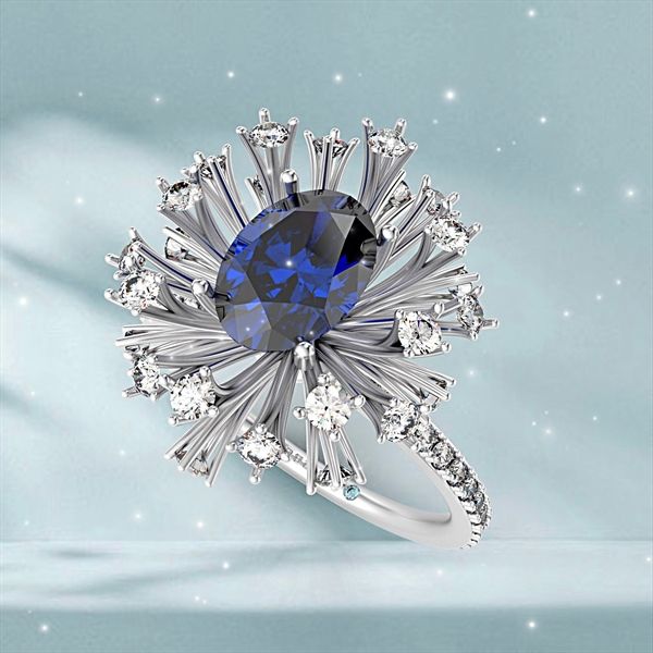  Nhẫn Thiết Kế Lolite - Đá Lolite + Đá Moissanite - 2BJNTK69 