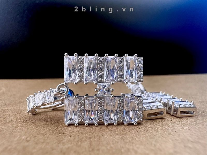  Bông tai nữ đá moissanite - 2BJB23 - Silver 