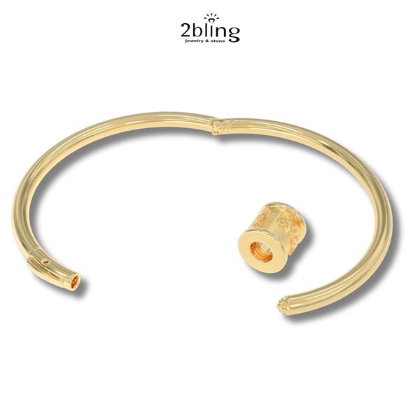  VÒNG TAY THIẾT KẾ VÀNG 18K(750) + CHARM 18K(750) CHỮ PHẠN(UM MANI PADME HUM) 