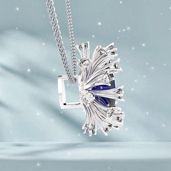  Mặt dây chuyền thiết kế Lolite - S95 + Đá Lolite + Đá Moissanite 