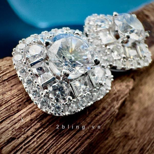  Bông tai nữ đá moissanite - 2BJB24 - Silver 