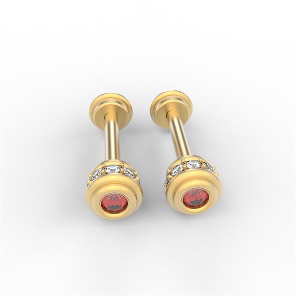  Bông tai thiết kế XO - S95 + Đá GARNET hồng 