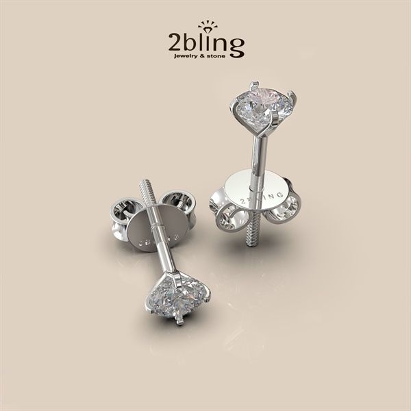  Bông tai nữ đá moissanite - 2BJB1 (4ly) - Silver 