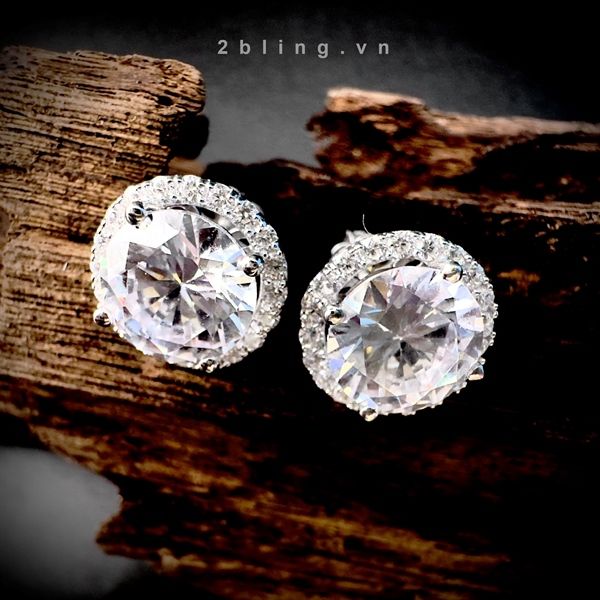 Bông tai nữ đá moissanite - 2BJB12 - Silver 