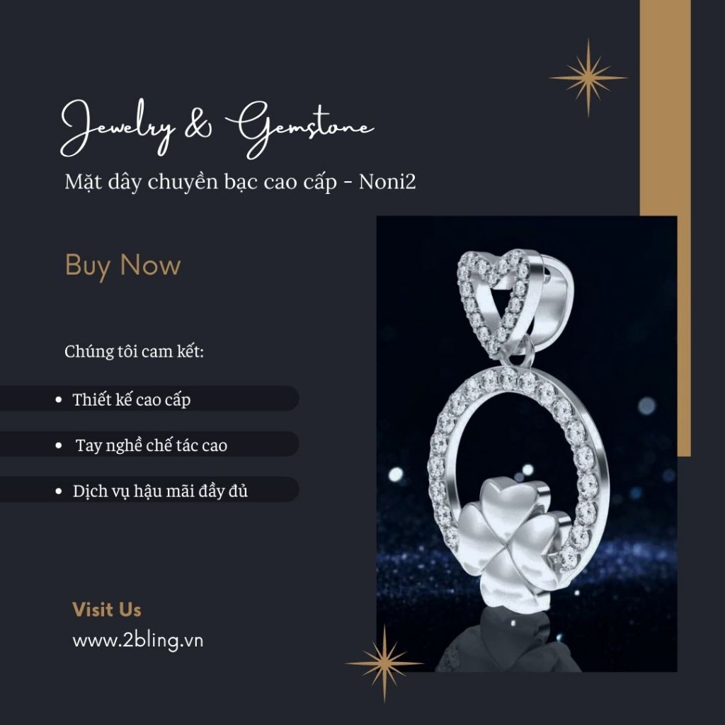  Mặt dây chuyền cao cấp - Cỏ 4 lá Noni2 - SP000066 