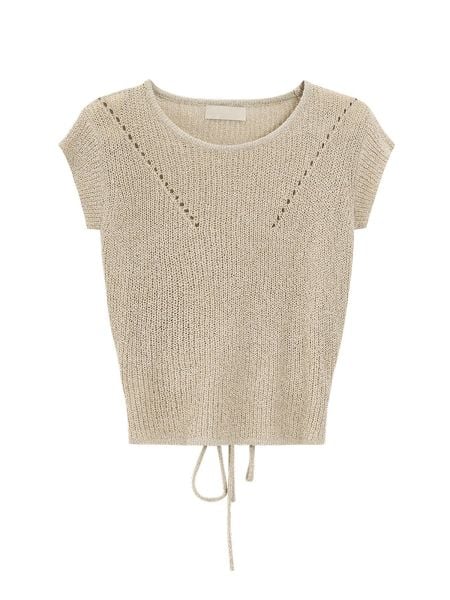  A424-Áo Len Lụa Băng Dệt V Cột Dây Lưng 