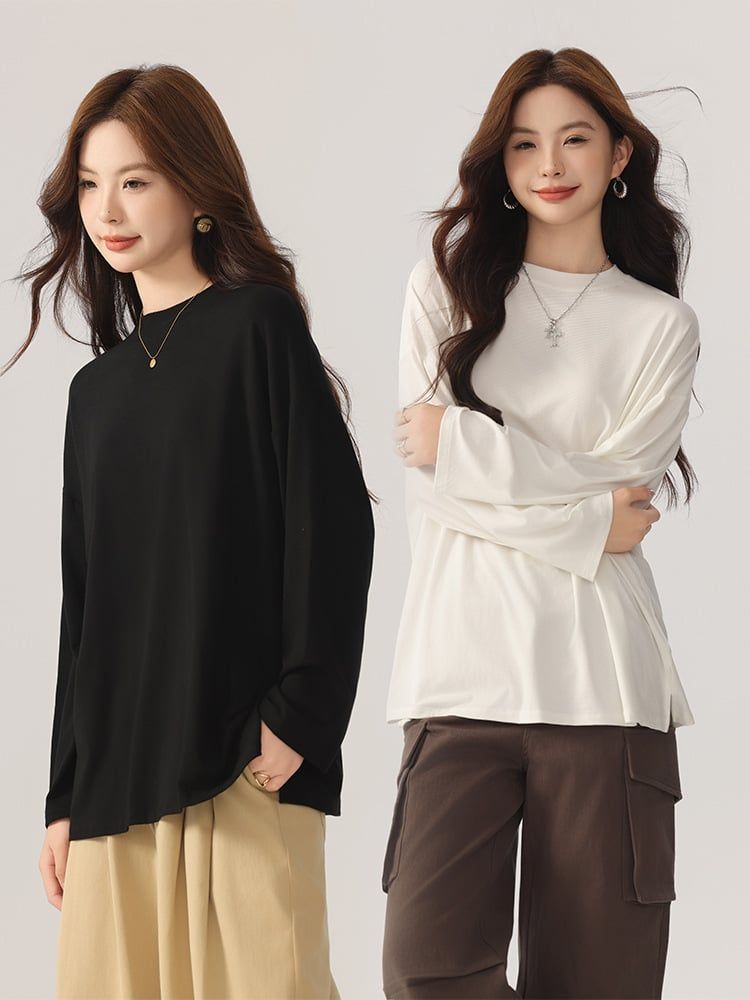  A470-Áo Thun Len Dài Tay Rộng Rãi Mùa Thu 