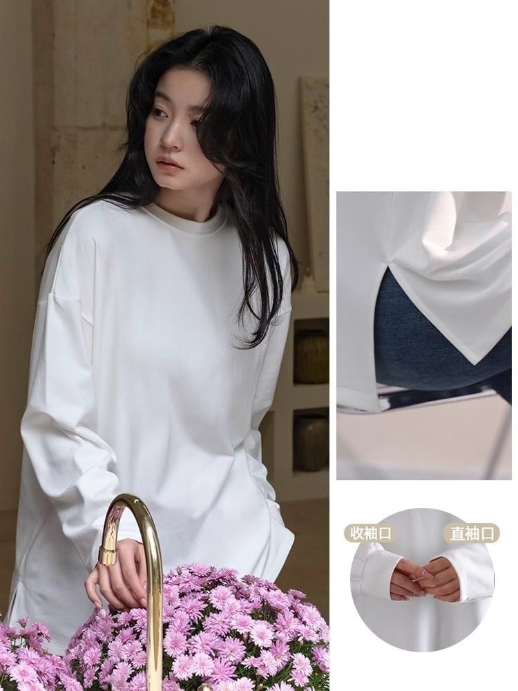  A471-Áo Thun Len Dài Tay Có Bo Rộng Rãi 