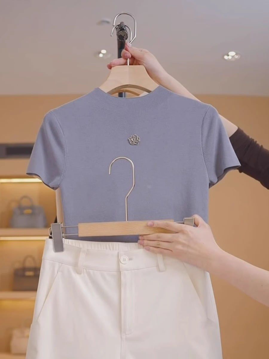  A355-Áo Thun Len Lụa Băng Hoa Trà Pháp 