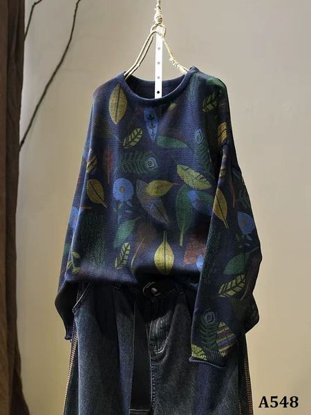  A548-Áo Len Dài Tay Phối Màu Nghệ Thuật 