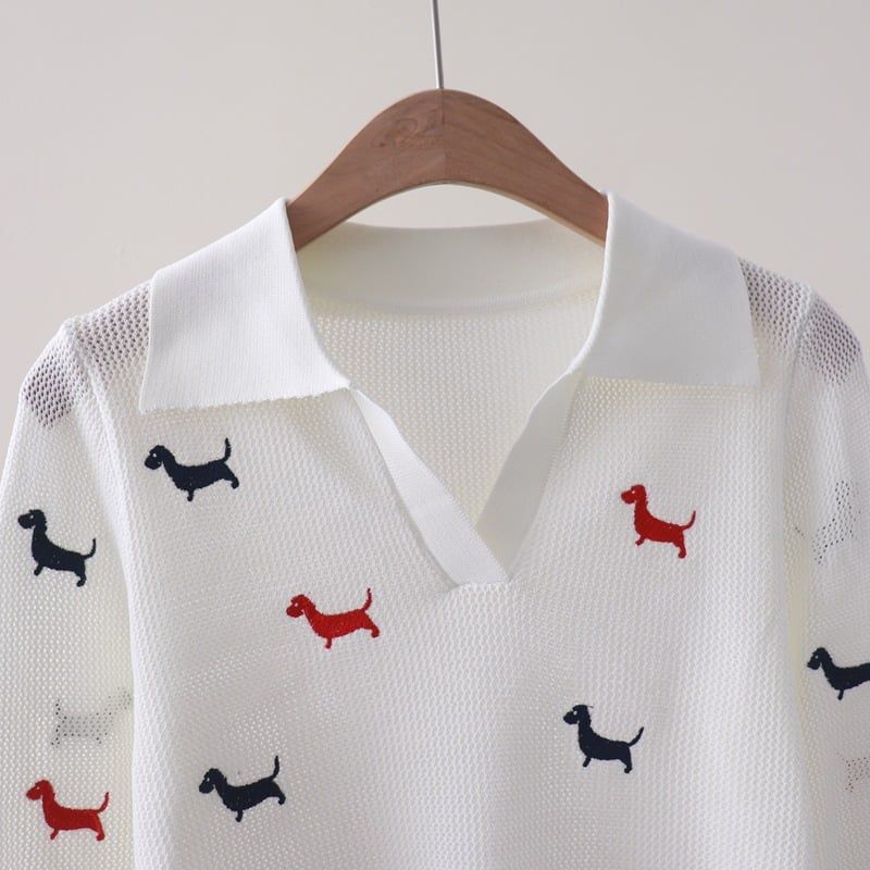  A500-Áo Len Cún Cưng Dài Tay Cổ Polo Form Ngắn 