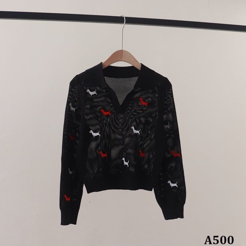  A500-Áo Len Cún Cưng Dài Tay Cổ Polo Form Ngắn 