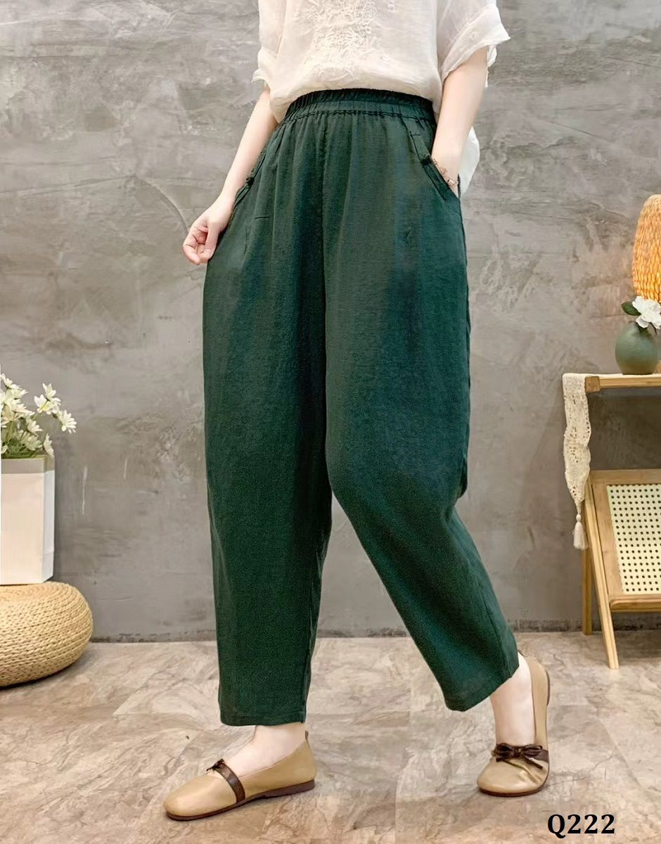  Q222-Quần Linen Harem Ống Nhỏ 