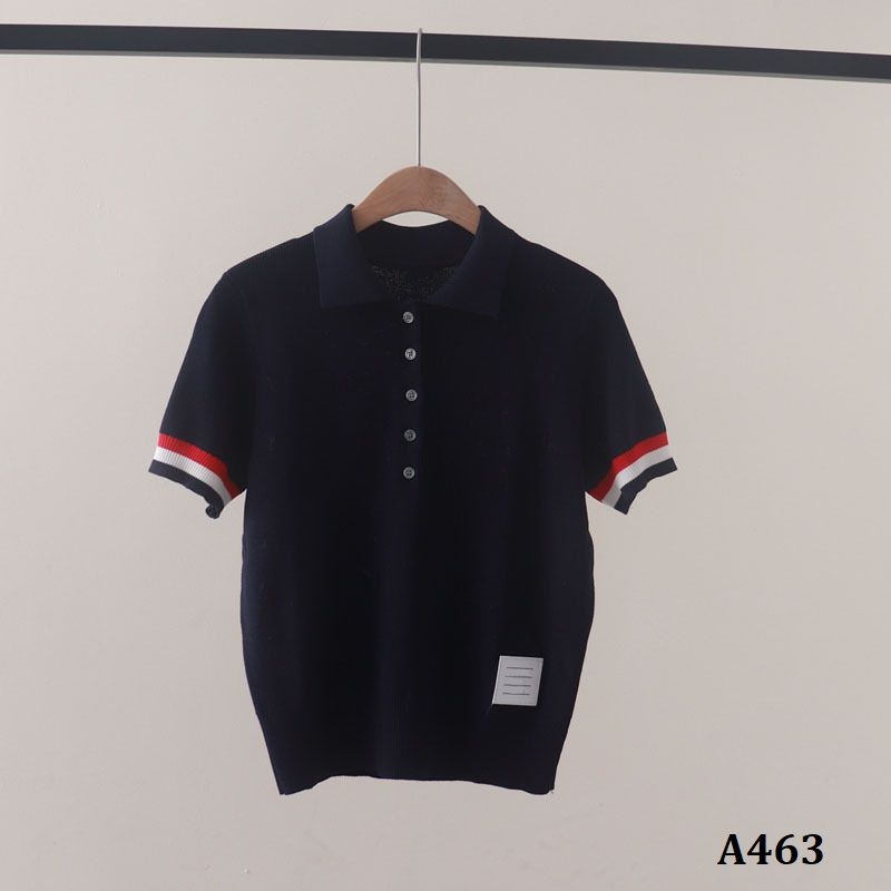  A463-Áo Len Lụa Có Cổ Sọc Bo Tay 