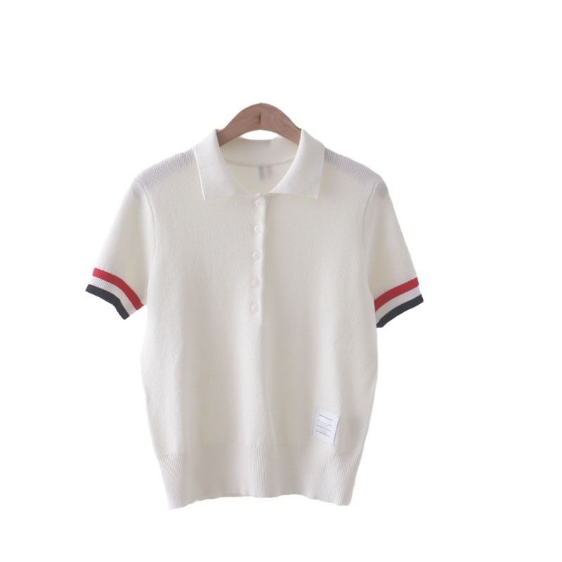  A463-Áo Len Lụa Có Cổ Sọc Bo Tay 