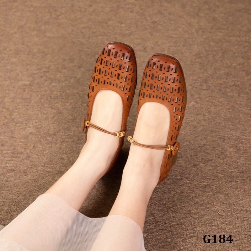  G184-Giày Da Thật Êm Thoáng Hollow 