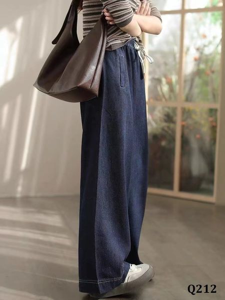  Q212-Quần Jeans Ống Rộng Dây Rút 