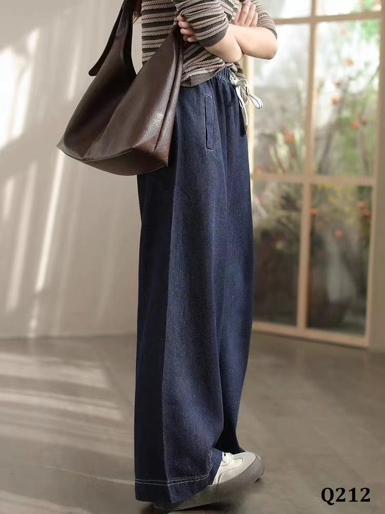  Q212-Quần Jeans Ống Rộng Dây Rút 