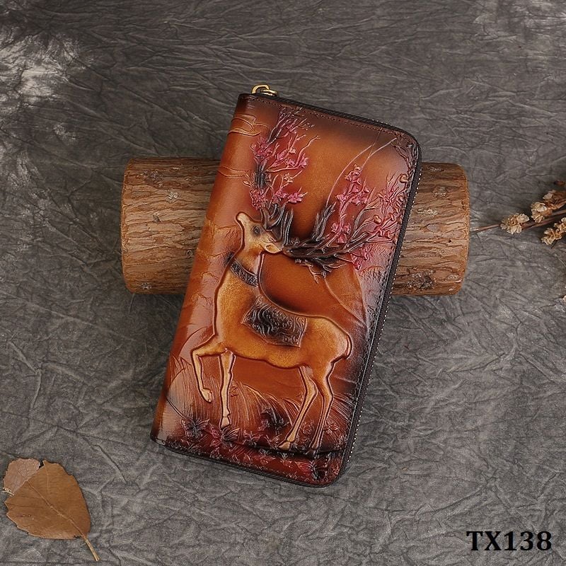  TX138-Ví Cầm Tay Da Thật Hươu Nai 