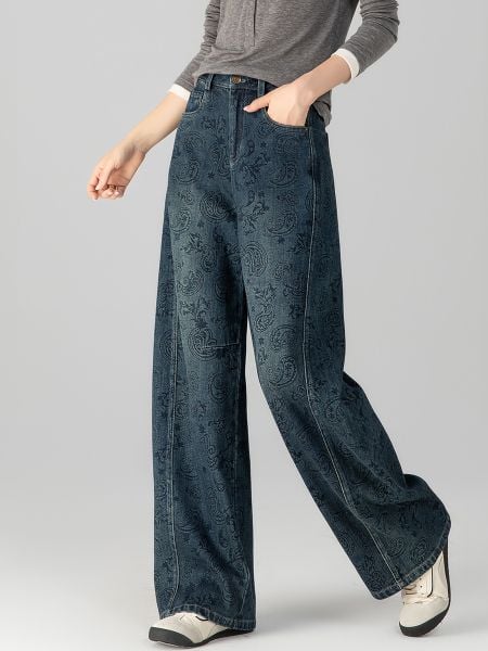  Q327-Quần Jeans Hoa Văn Độc Đáo Mềm Mại 