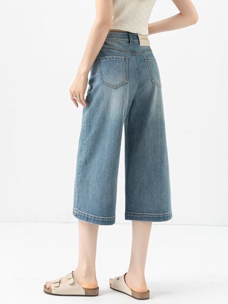  Q291-Quần Jeans Lửng Wash Nhẹ Gần 8 Tấc 