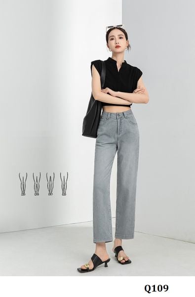  Q109-Quần Jeans Lụa Baguette Pháp 9 Tấc 