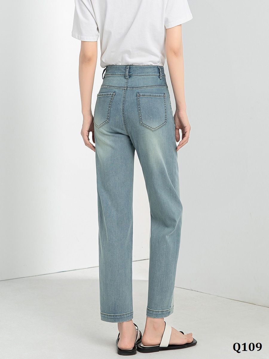  Q109-Quần Jeans Lụa Baguette Pháp 9 Tấc 