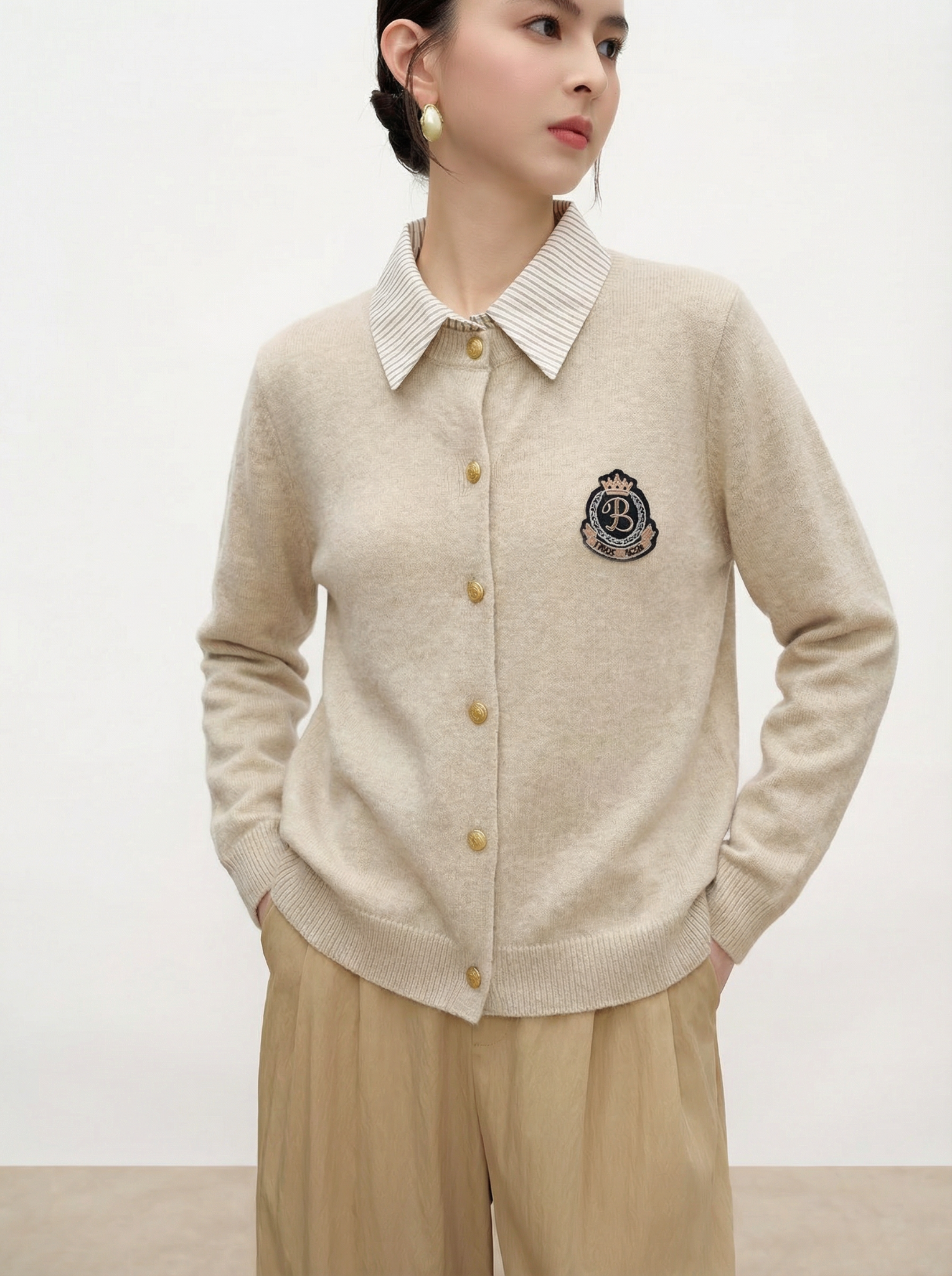  A826-Áo Len Cardigan Cổ Bẻ Mùa Thu 