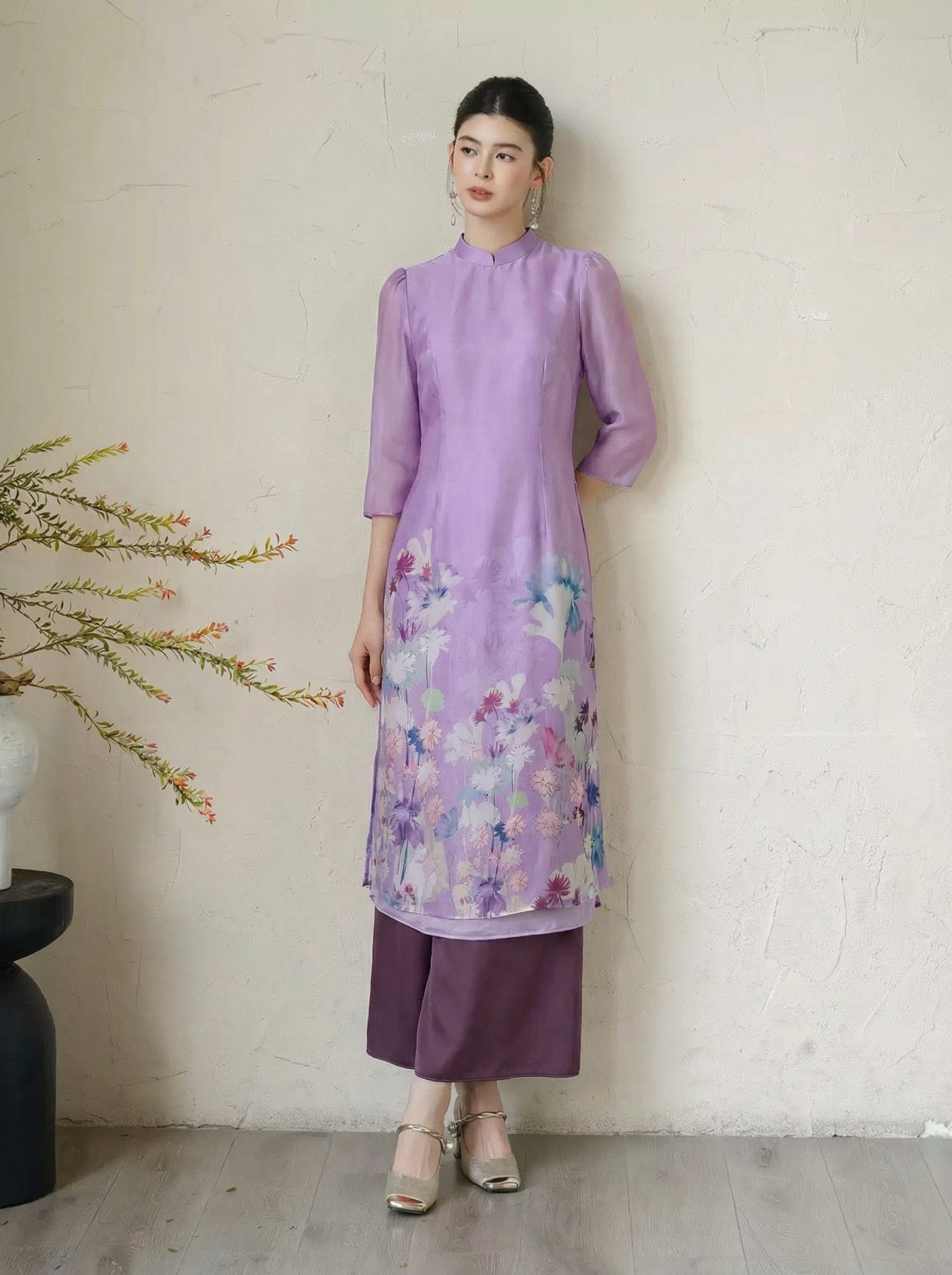  AD16- Áo Dài Tử Đinh Hương 