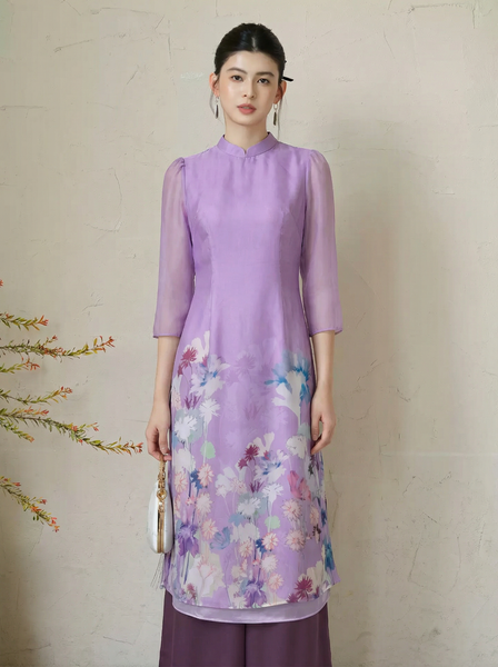  AD16- Áo Dài Tử Đinh Hương 