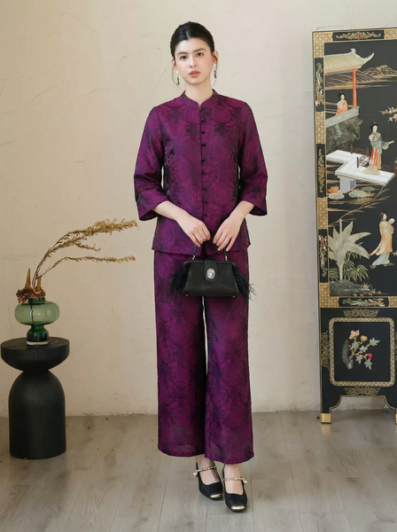  B8- Sét Gấm Lụa Tencel Phối Nút Ngọc 