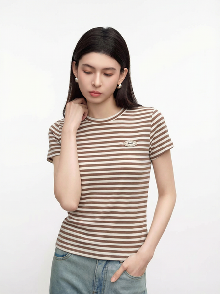  AT53-Áo Thun Sọc Lụa Mịn Tay Ngắn 