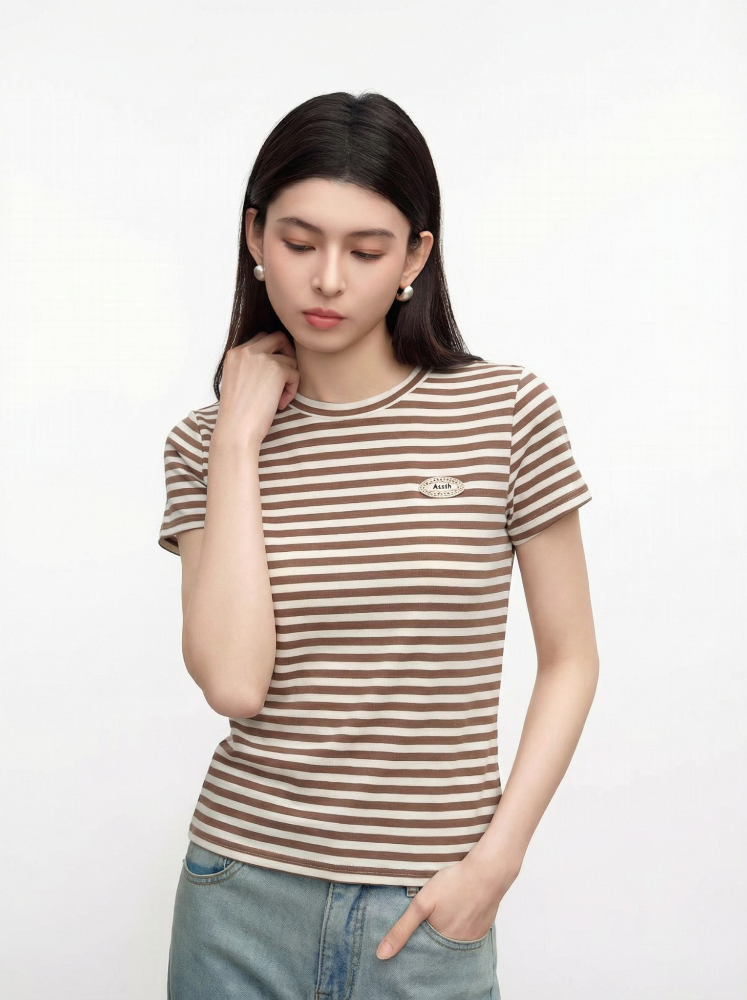  AT53-Áo Thun Sọc Lụa Mịn Tay Ngắn 