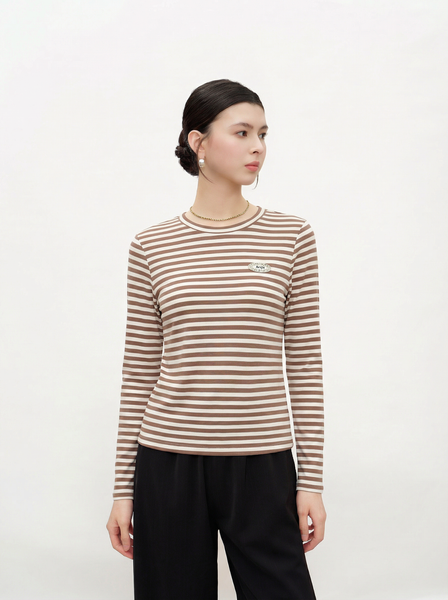  AT54- Áo Thun Sọc Lụa Mịn  Tay Dài 