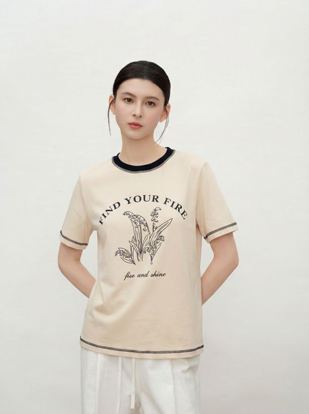  AT45-Áo Thun Hoa Linh Lan Phối Màu 