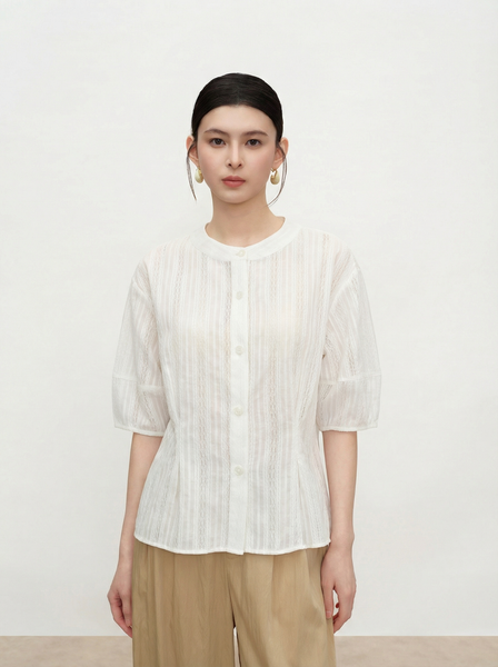  A858-Áo Sơ Mi Cotton Tay Lỡ 