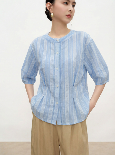  A858-Áo Sơ Mi Cotton Tay Lỡ 