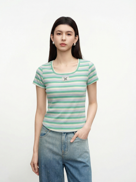  AT35-Áo Thun Gân Lụa Mịn Cổ Vuông 