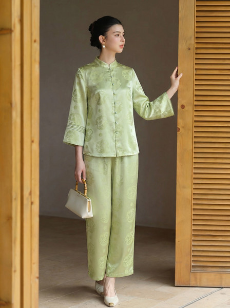  B10-Sét Lụa Gấm Nút Ngọc 