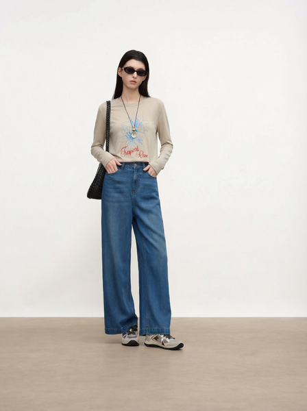  AT48- Áo Thun Cotton  Hoa Ly Tay Dài 