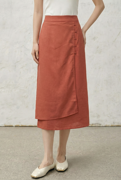  Q365- Chân Váy Linen  Tencel Bamboo 