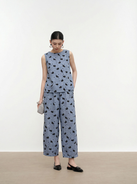  Q290- Quần Baggy Vicose Họa Tiết 