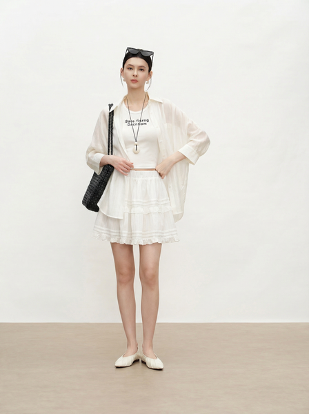  Q284-Chân Váy Cotton 2 Tầng 