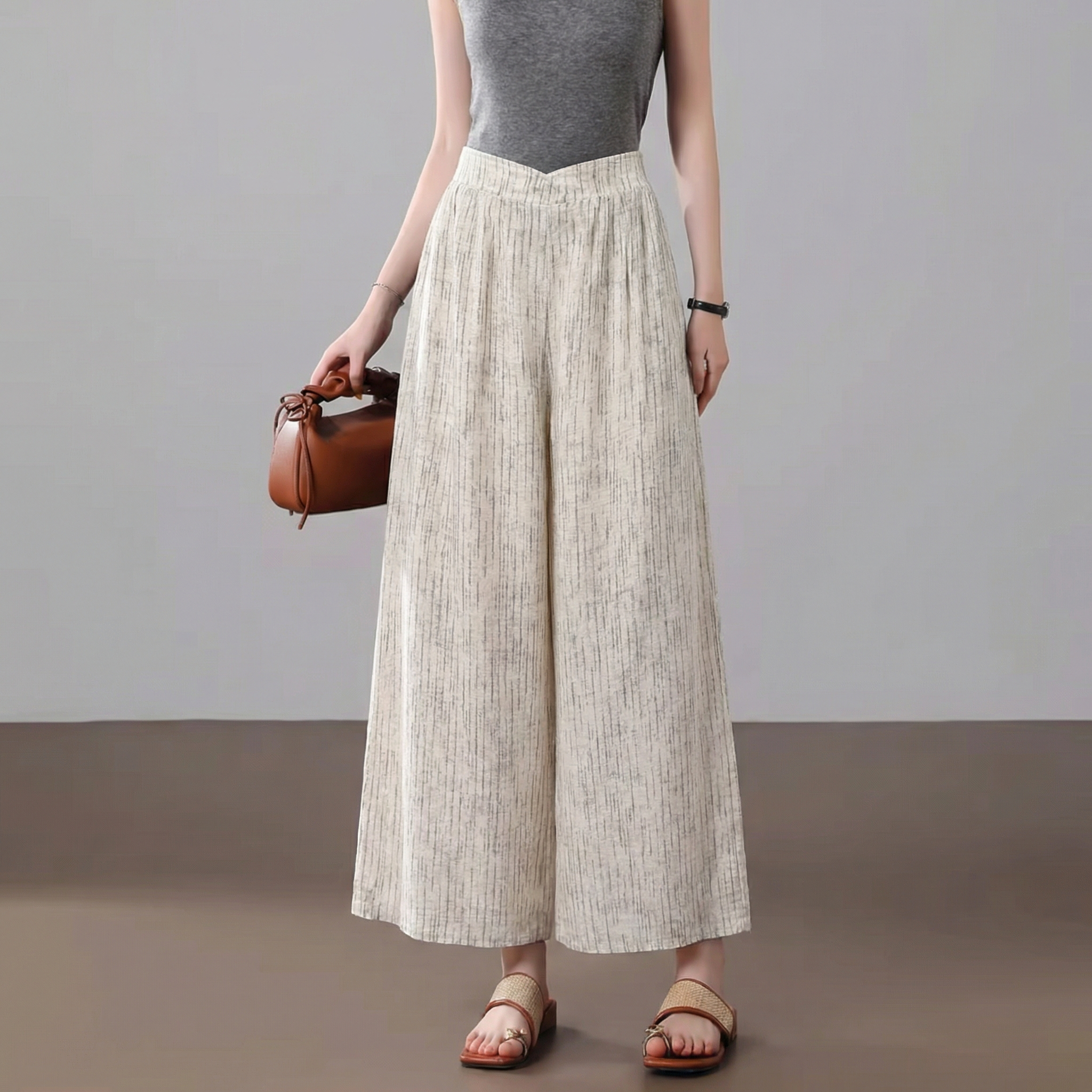  Q356-Quần Linen Cotton Ống Rộng 