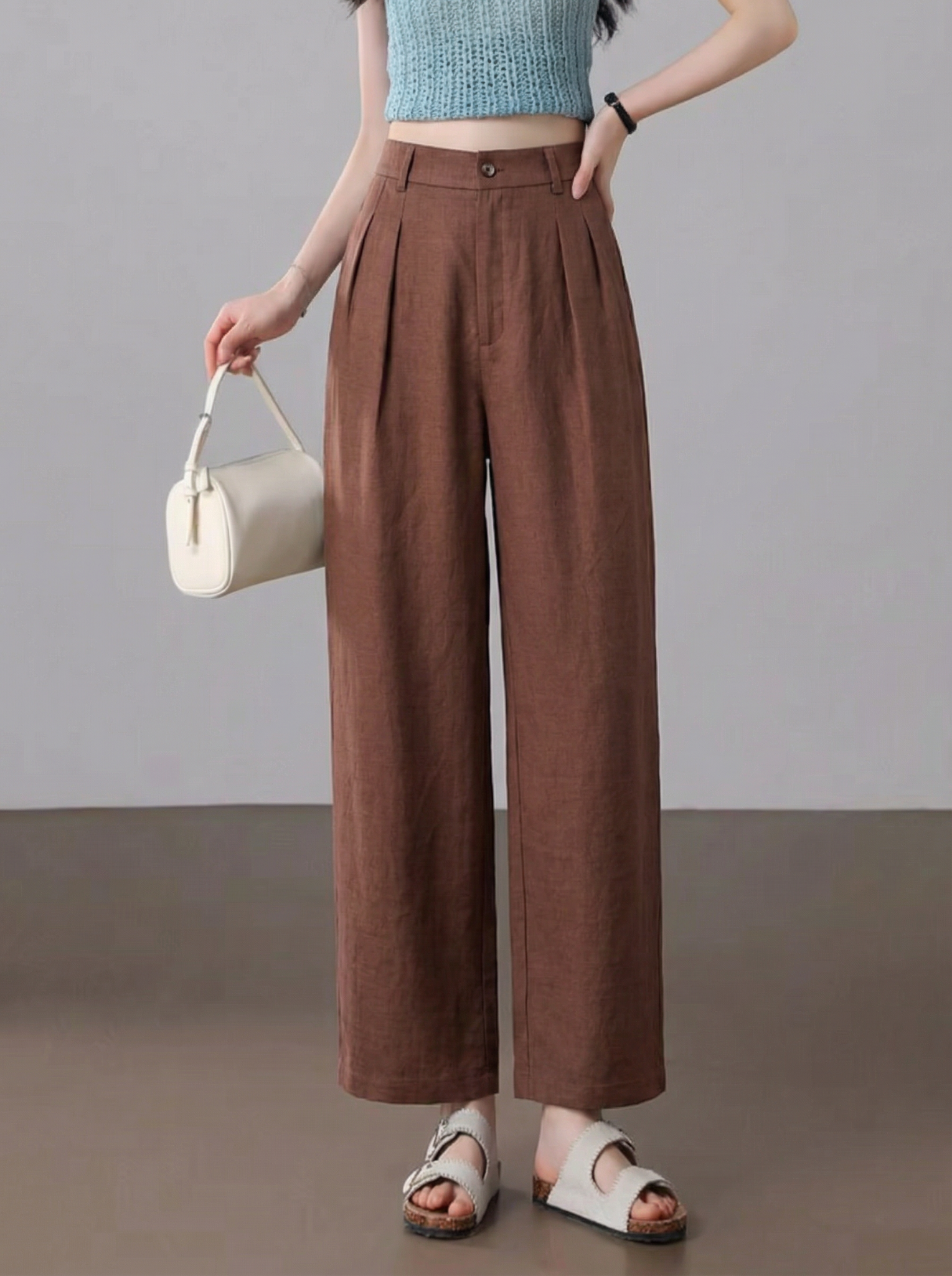  Q388- Quần Linen Tencel Baggy Xếp Ly 