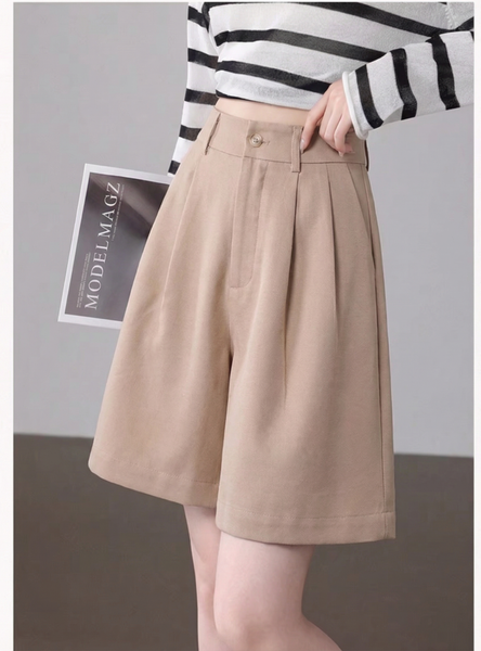  Q329- Quần Short Linen Xếp Ly Eo 