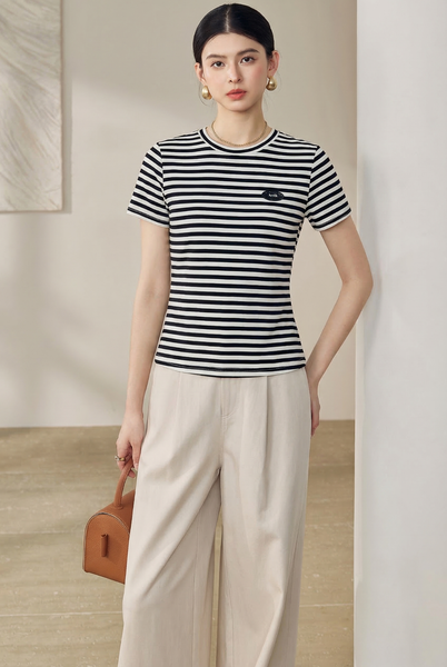  AT53-Áo Thun Sọc Lụa Mịn Tay Ngắn 