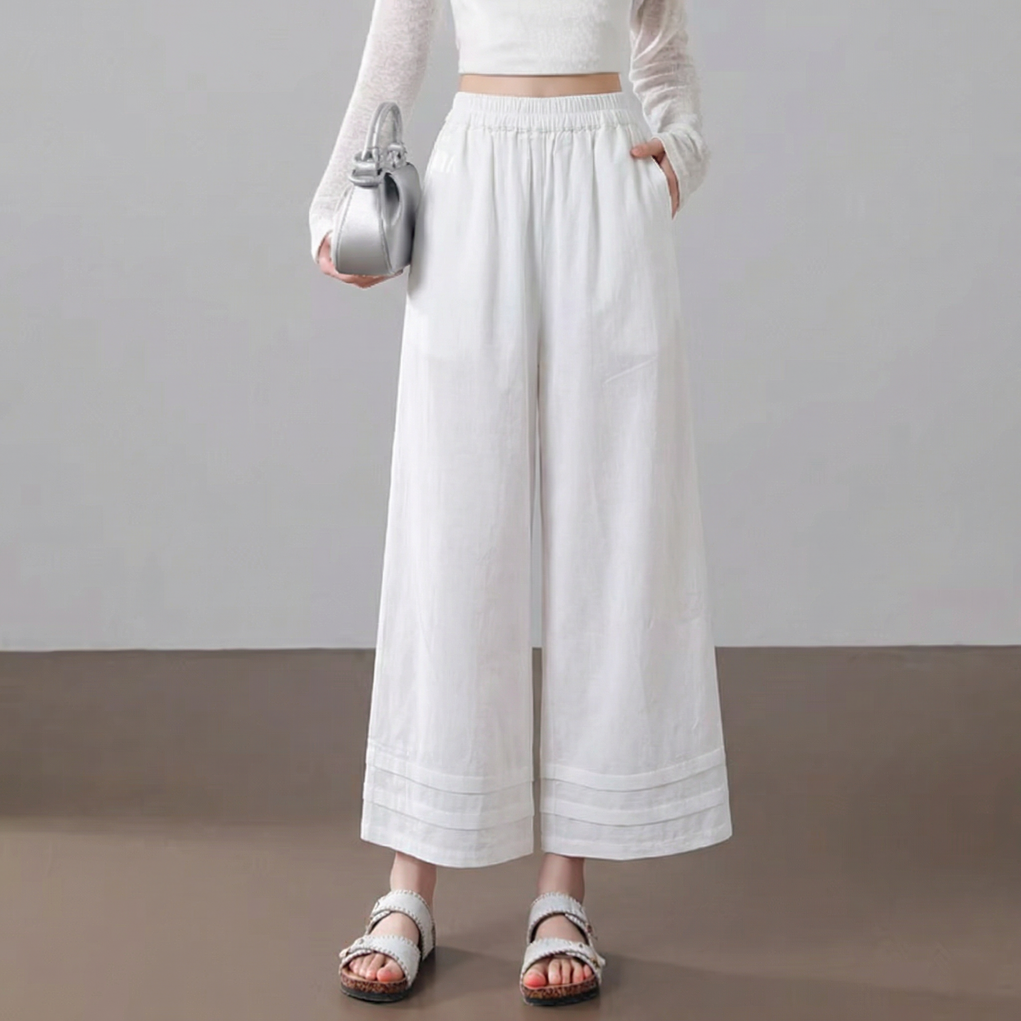 Q268-Quần Suông Cotton Xếp Ly 