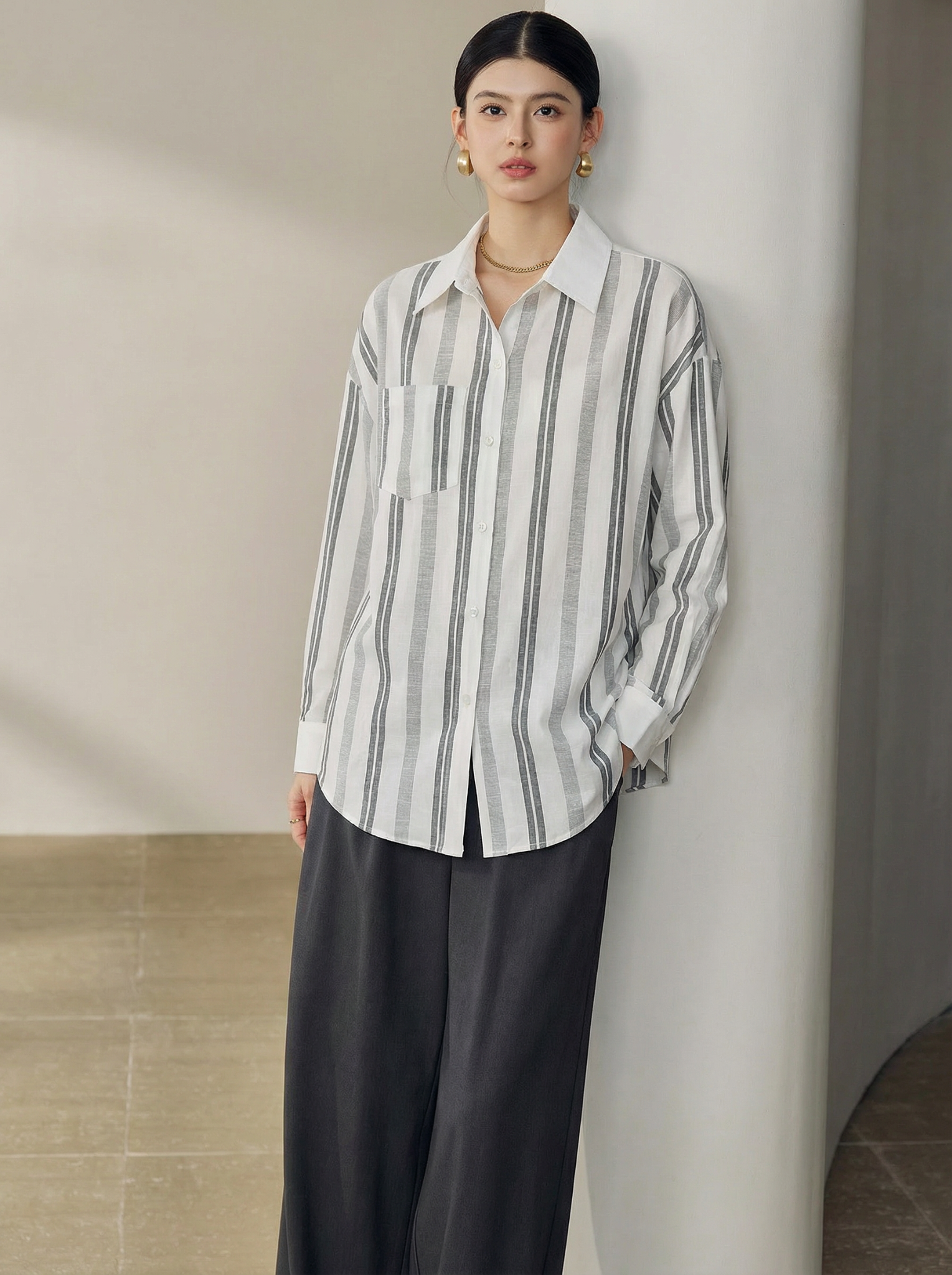 A326-Áo Sơ Mi Sọc Cotton 