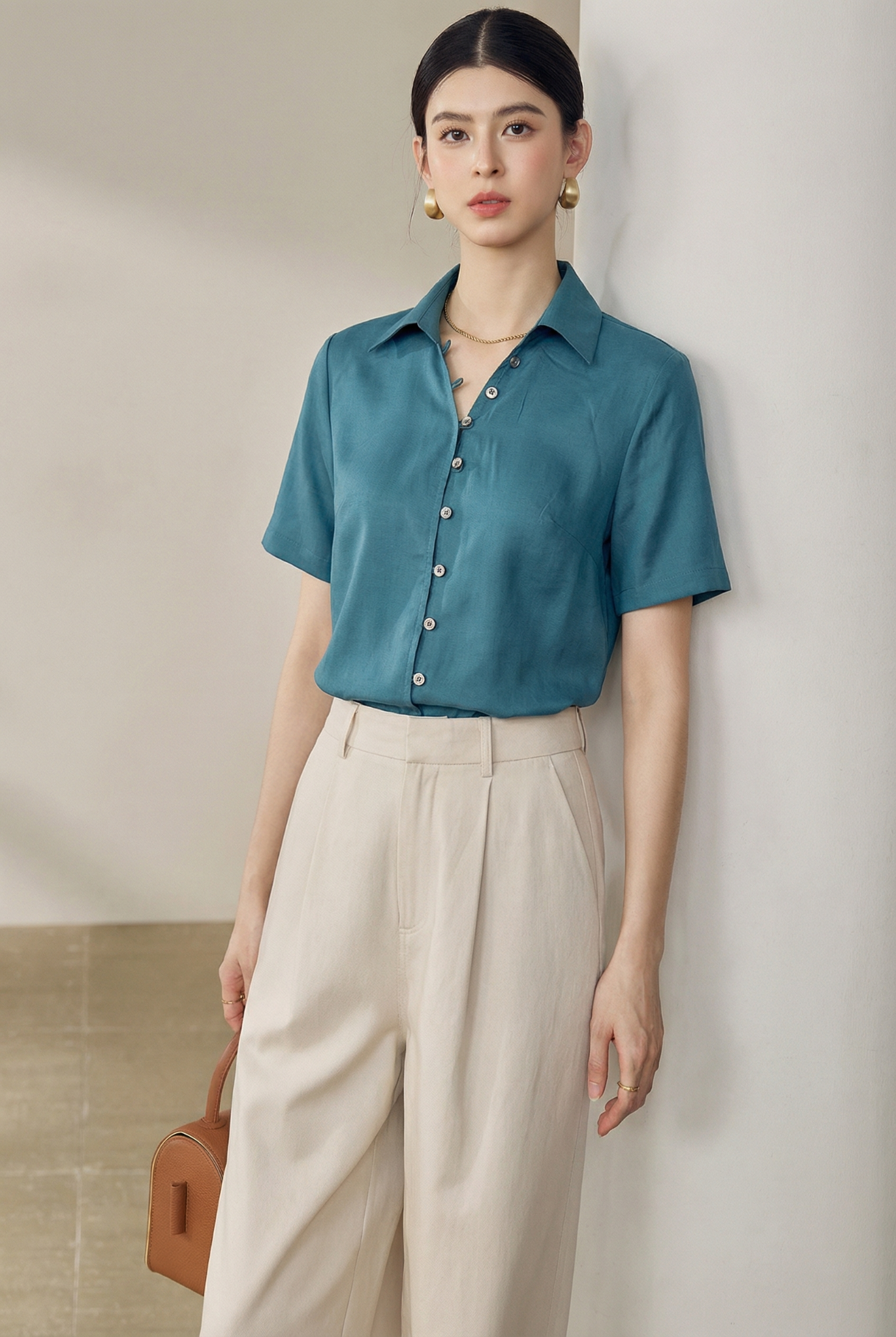  A877-Áo Sơ Mi  Lụa Tencel 